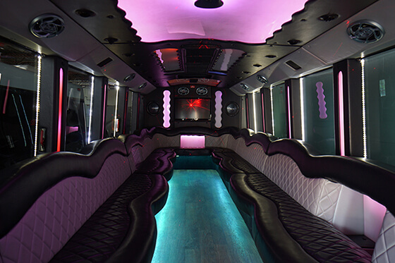 Spacious party bus interior