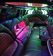 Limo interior with flat-screen tvs