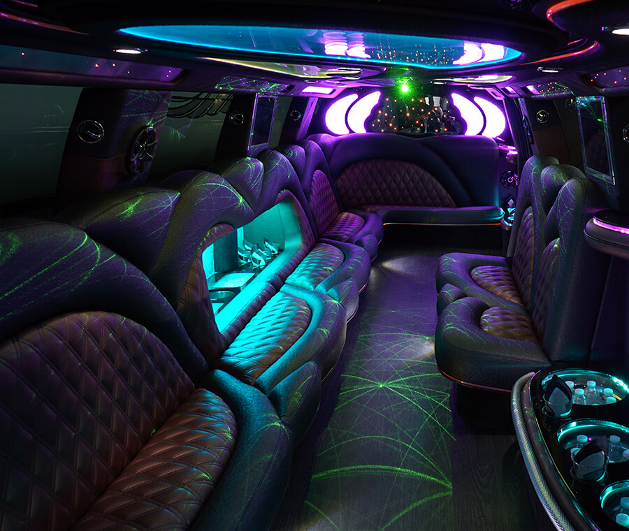 Inside a luxurious limo rental