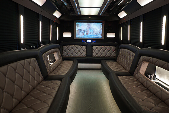 Limo bus with leather seating