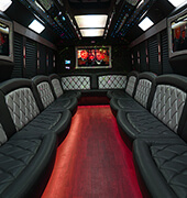 Inside a party bus rental