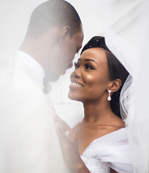 A couple on their wedding day